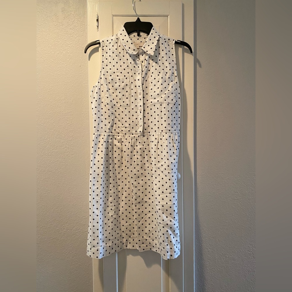 Loft dress, white with black polka dots